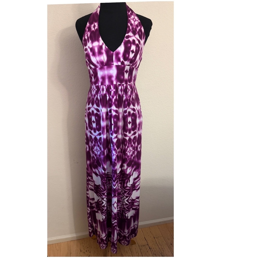 Bisou Bisou Michele‎ Bohbot Tie Dye Halter Maxi Dress Size 6